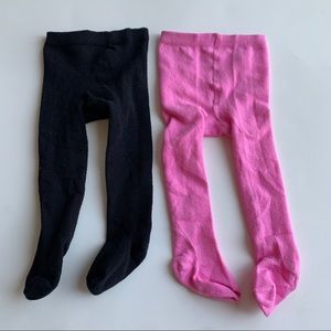 June & January Lot of 2 Tights Pink Black 6/12 Mo